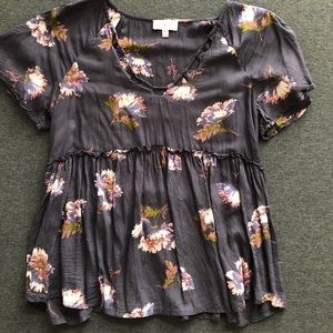 Lucky Brand Floral Blouse Mauve Top